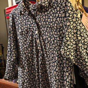 black-pattered, long-sleeve dress